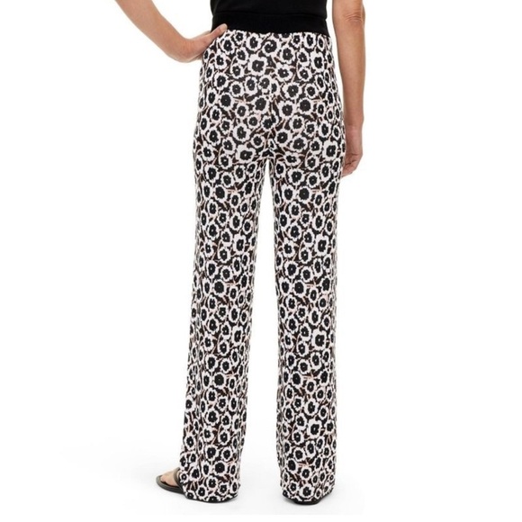 Diane Von Furstenberg Target High Waisted Poppy Print Flare Knit Pants Medium - Picture 4 of 7